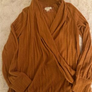 Anthropologie Burnt Orange Cowl Neck Sweater